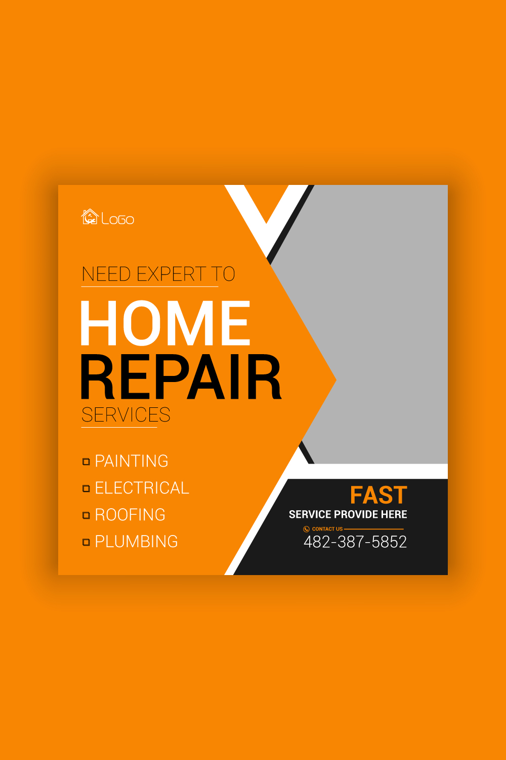 Home Repair Service Media Post Template Bundle pinterest preview image.