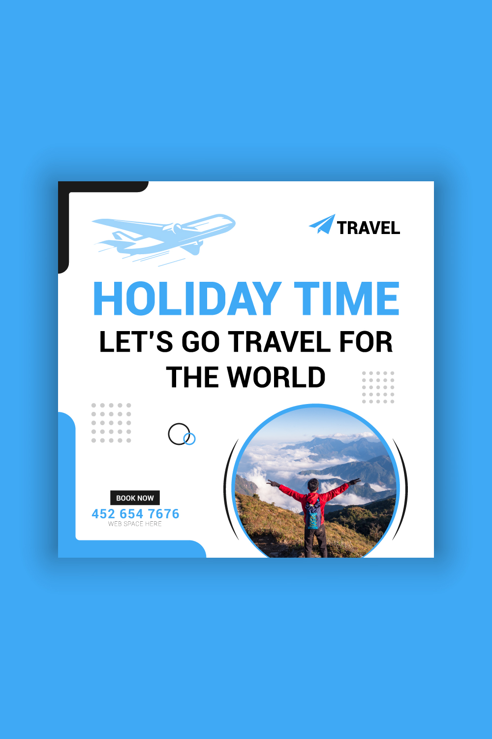 Travel Agency Social Media Post Template Bundle pinterest preview image.