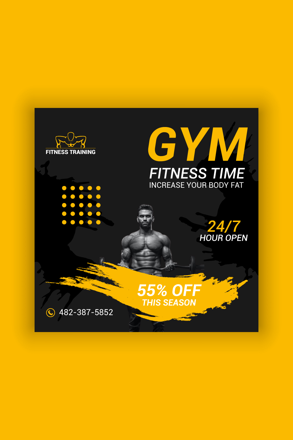 Gym Social Media Post Template Bundle pinterest preview image.