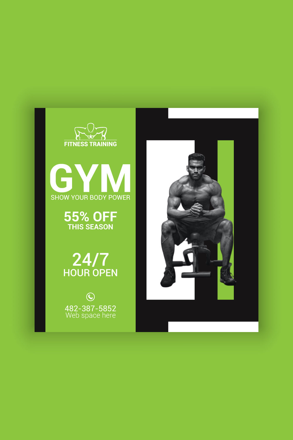 Gym Social Media Post Template Bundle pinterest preview image.