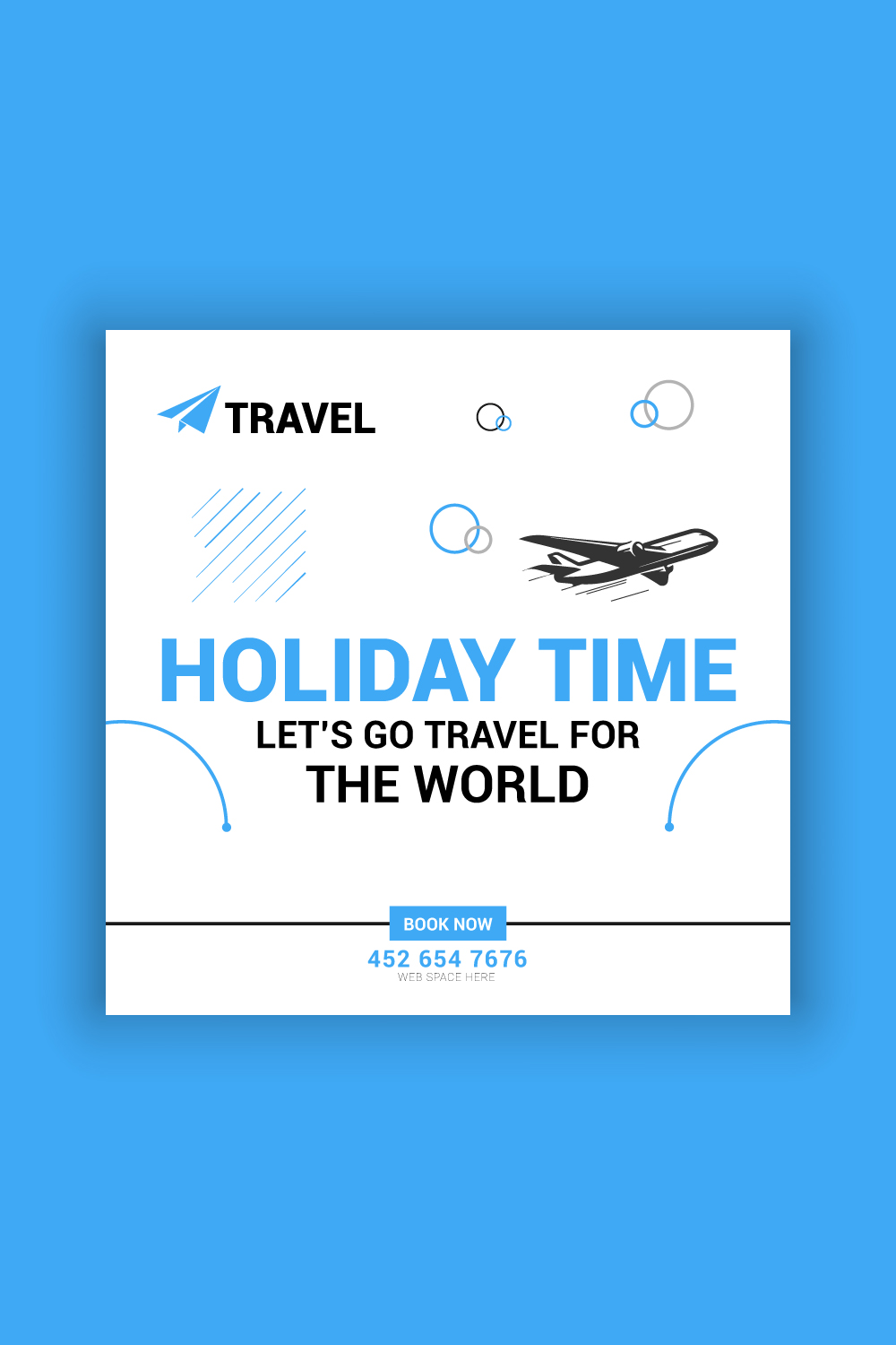 Travel Agency Social Media Post Template Bundle pinterest preview image.