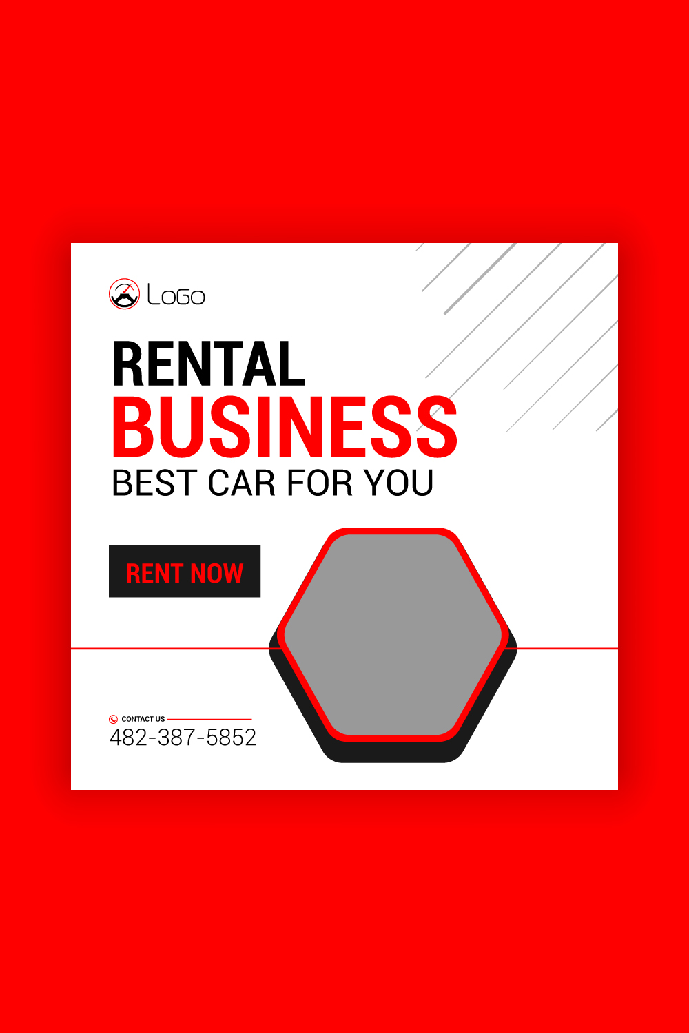 Rent A Car and Rental Business Social Media Post Template Bundle pinterest preview image.