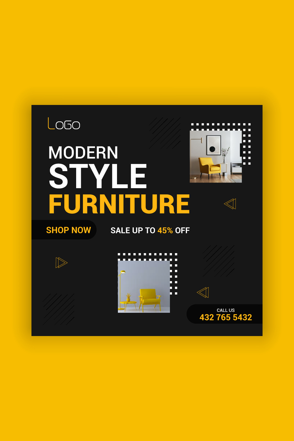 Furniture Sale Media Post Template Bundle pinterest preview image.