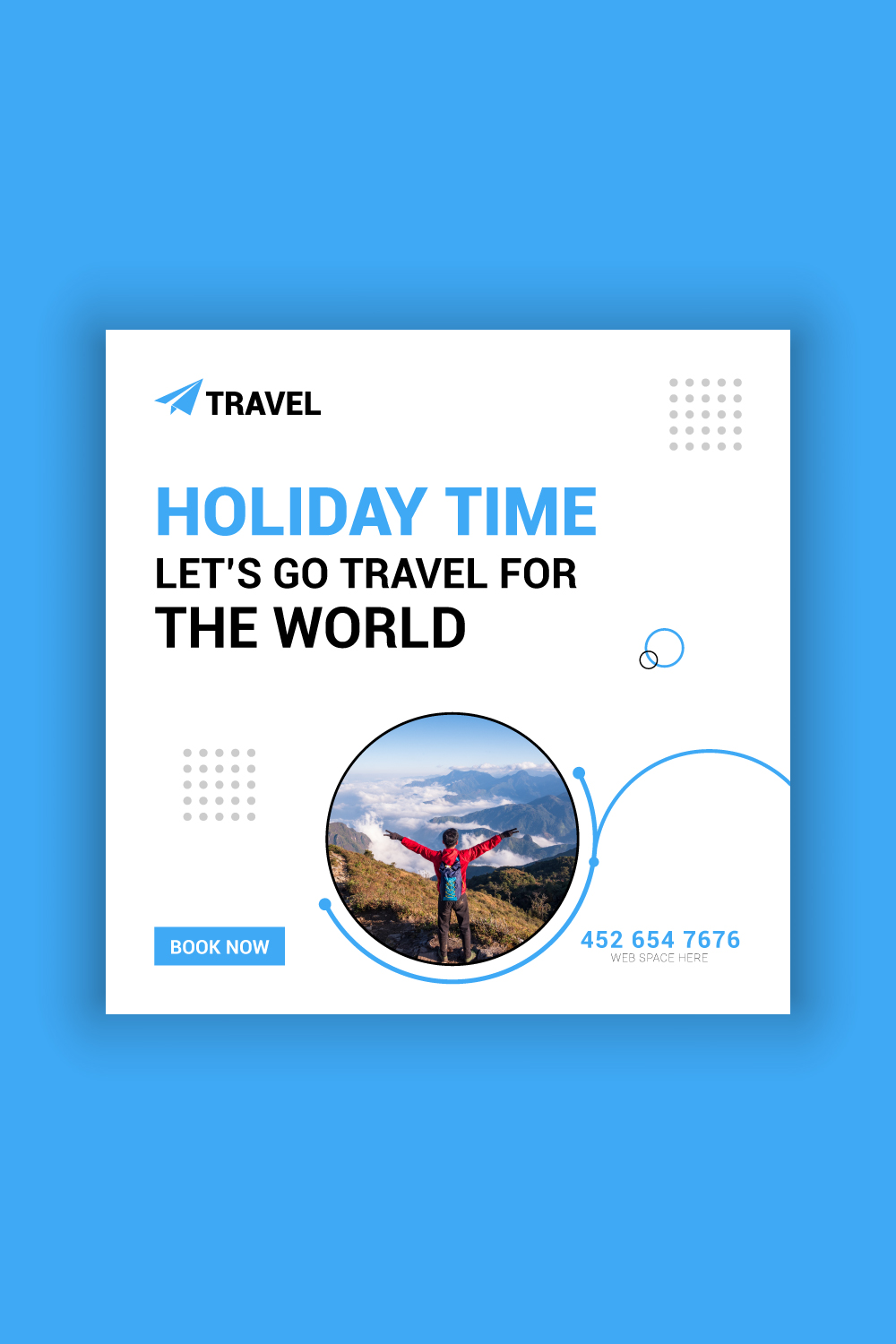 Travel Agency Social Media Post Template Bundle pinterest preview image.