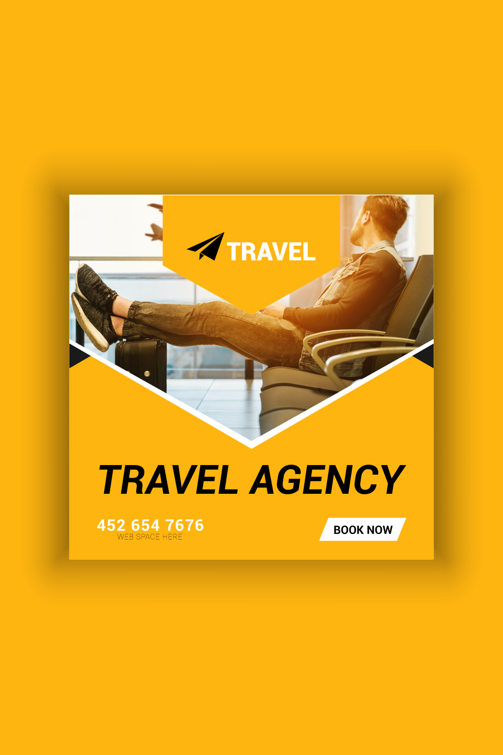 Travel Agency Social Media Post Template Bundle pinterest preview image.