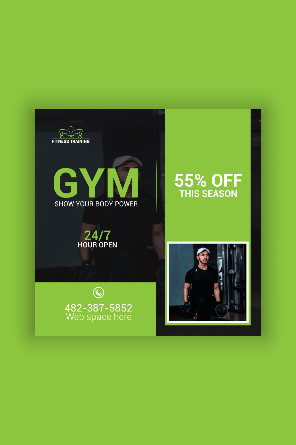 Gym Social Media Post Template Bundle pinterest preview image.