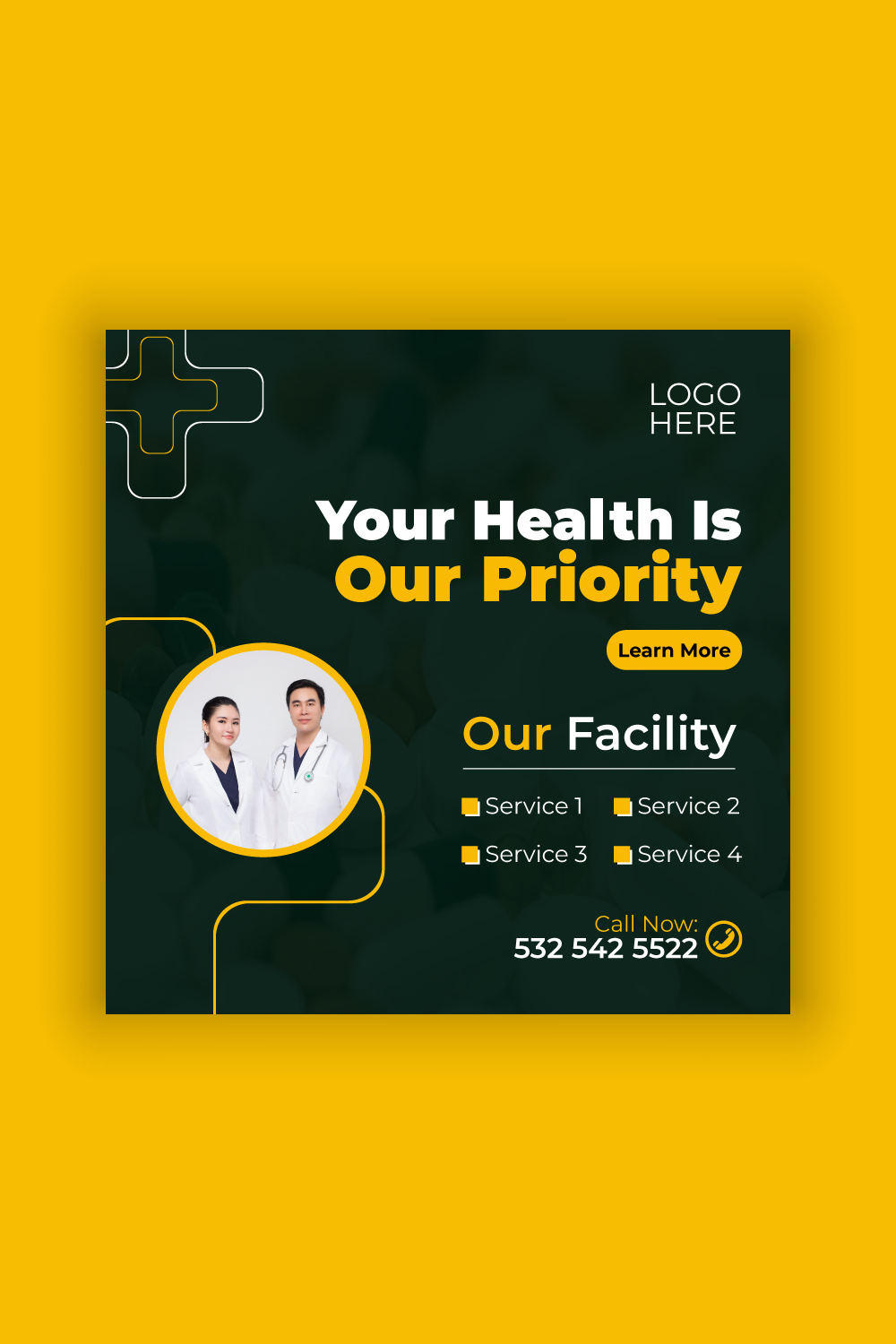 Medical Center Media Post Template Bundle pinterest preview image.