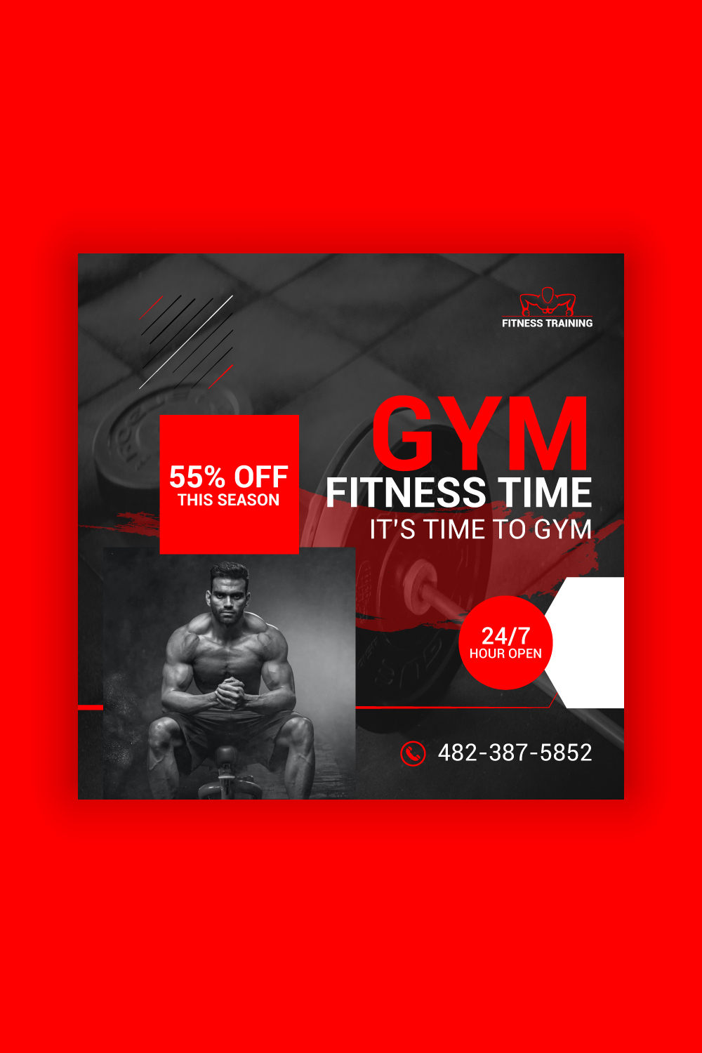 Gym Social Media Post Template Bundle pinterest preview image.