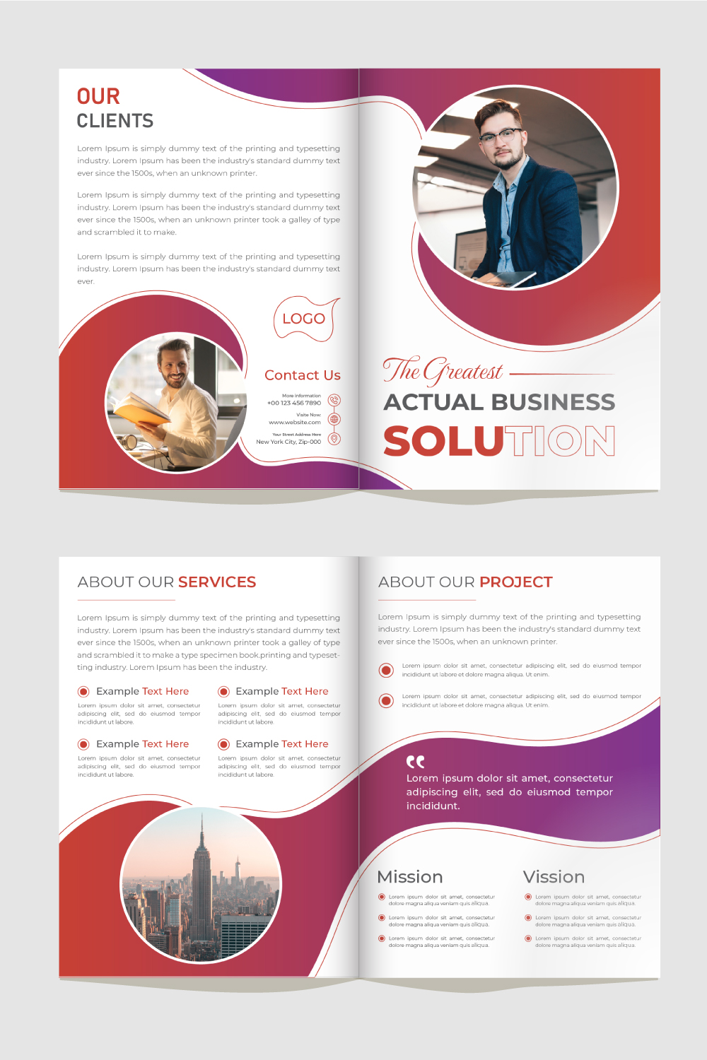 Bifold Brochure Template pinterest preview image.