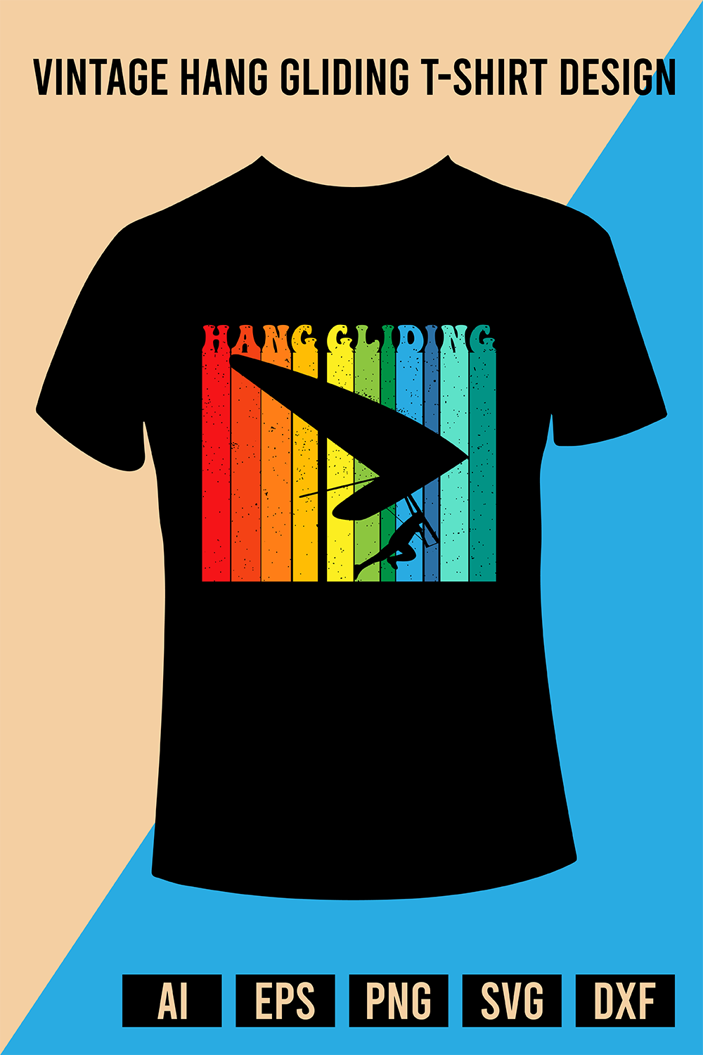 Vintage Hang Gliding T-Shirt Design pinterest preview image.