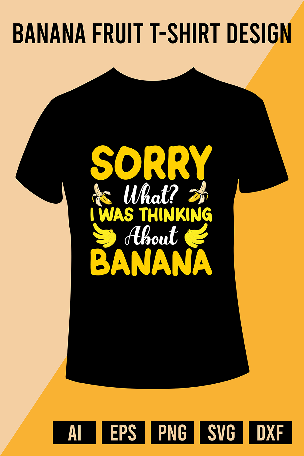 Banana Fruit T-Shirt Design pinterest preview image.