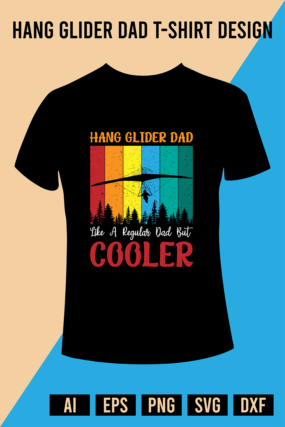 Hang Glider Dad T-Shirt Design pinterest preview image.