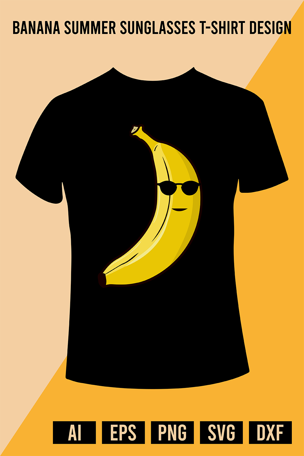 Banana Summer Sunglasses T-Shirt Design pinterest preview image.