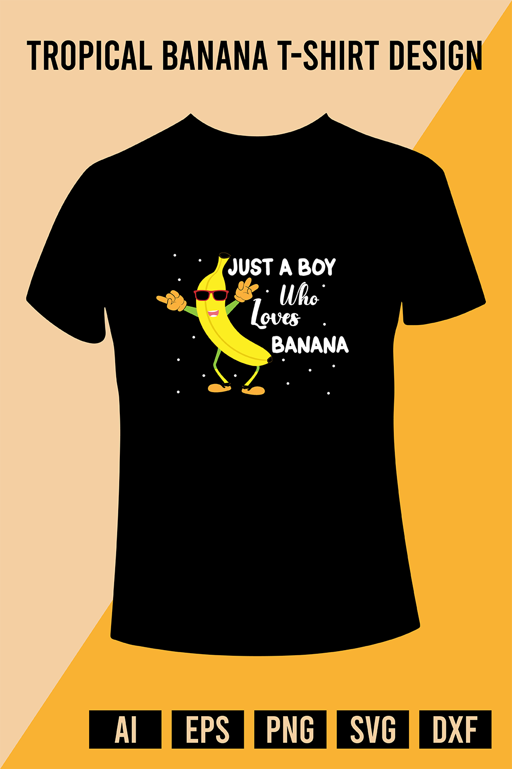 Tropical Banana T-Shirt Design pinterest preview image.