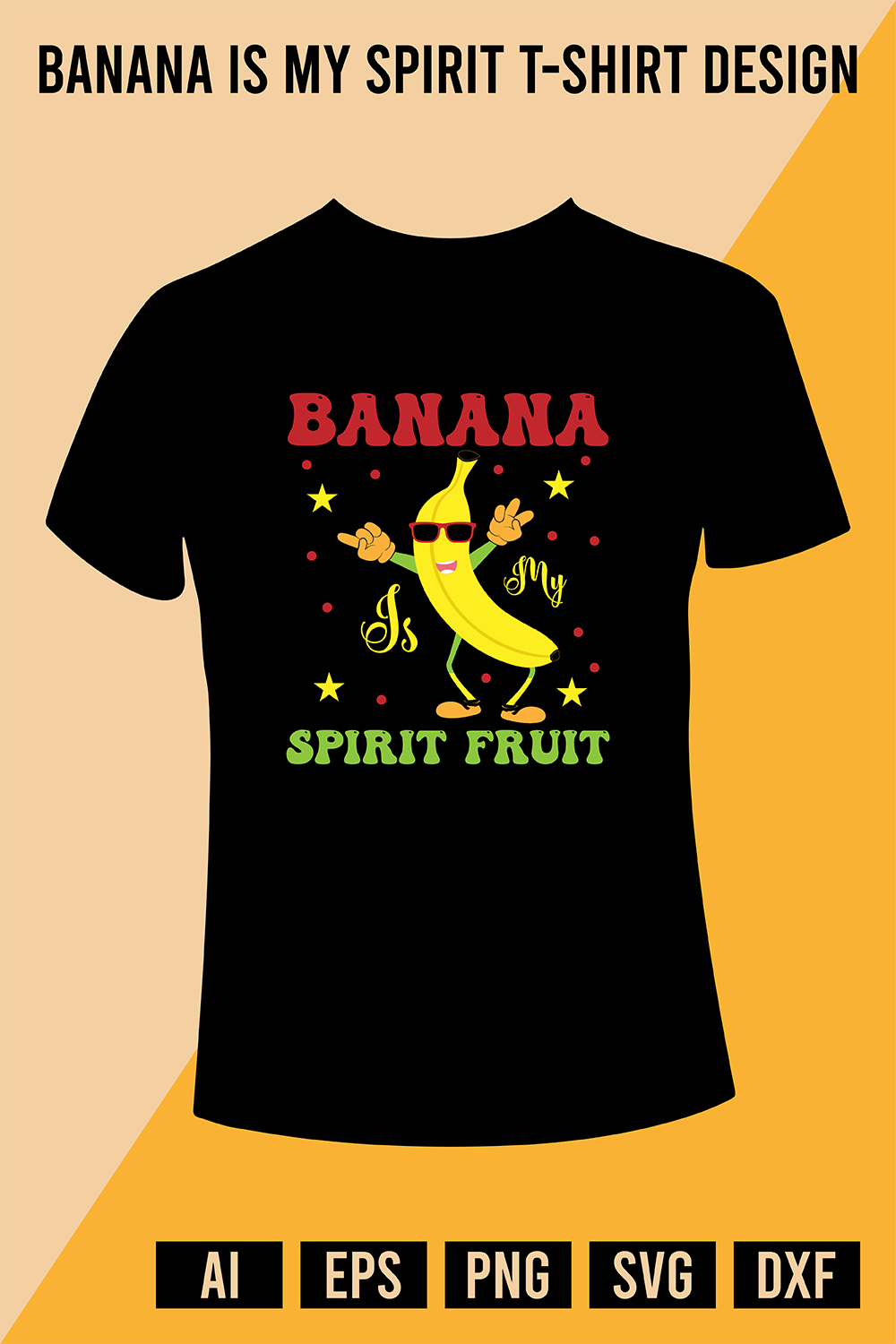 Banana Is My Spirit T-Shirt Design pinterest preview image.