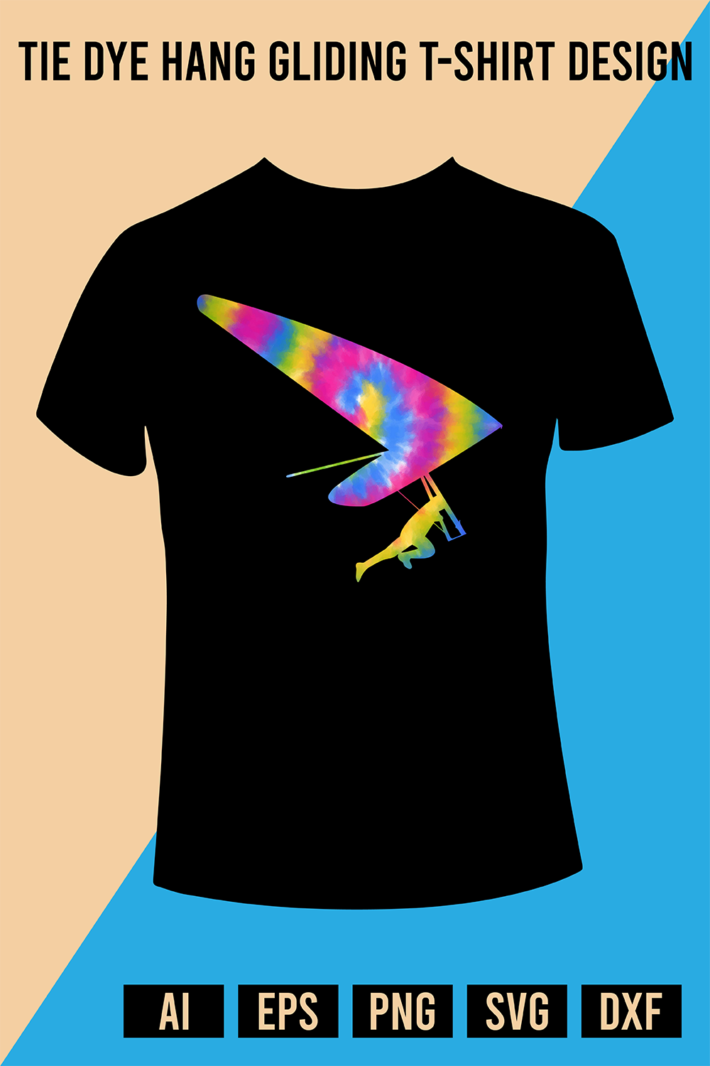 Tie Dye Hang Gliding T-Shirt Design pinterest preview image.