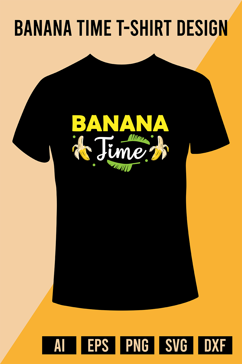 Banana Time T-Shirt Design pinterest preview image.