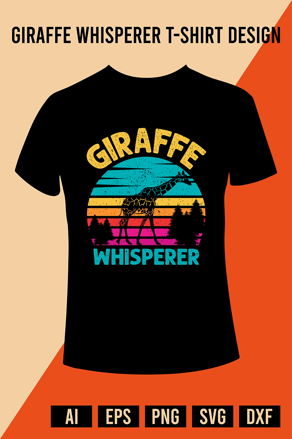 Giraffe Whisperer T-Shirt Design pinterest preview image.