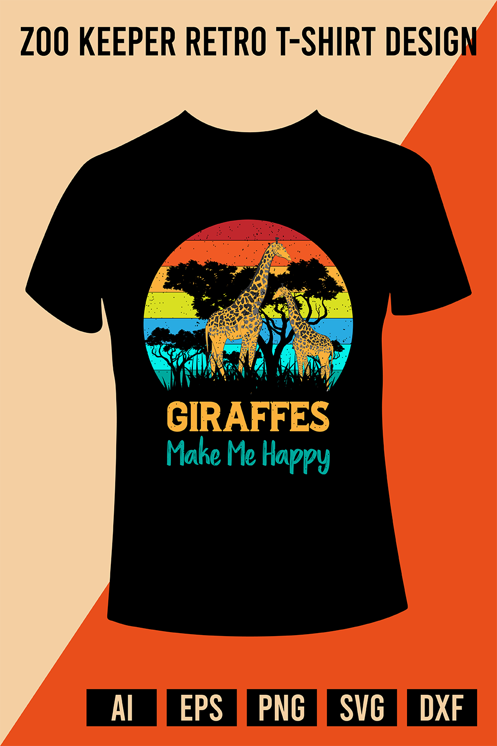 Zoo Keeper Retro T-Shirt Design pinterest preview image.
