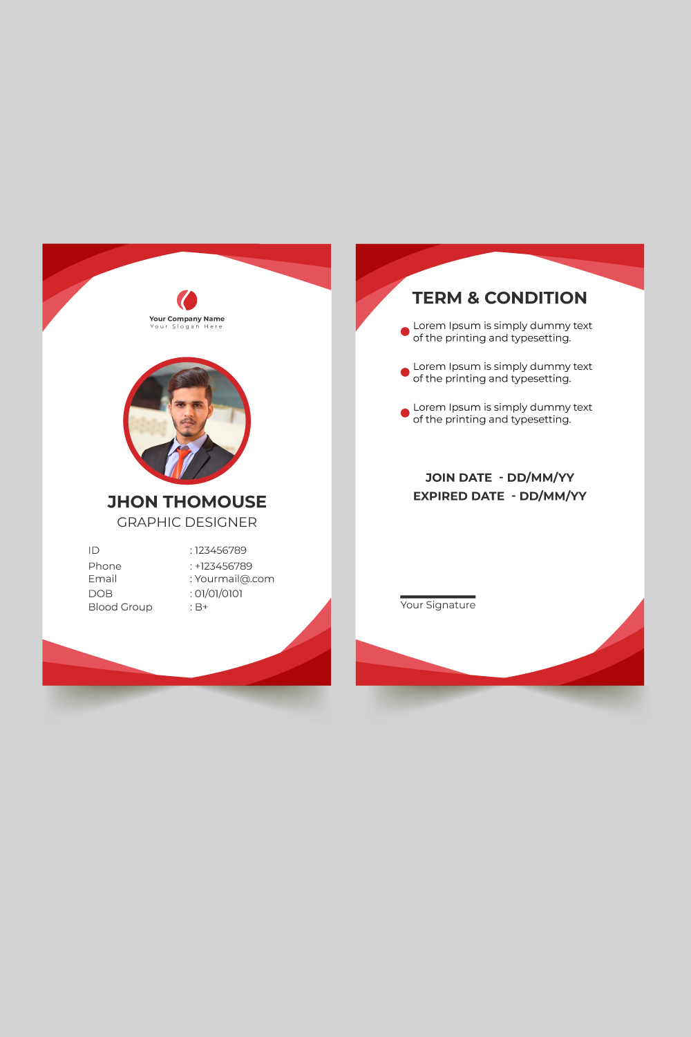 ID Card Design Template pinterest preview image.