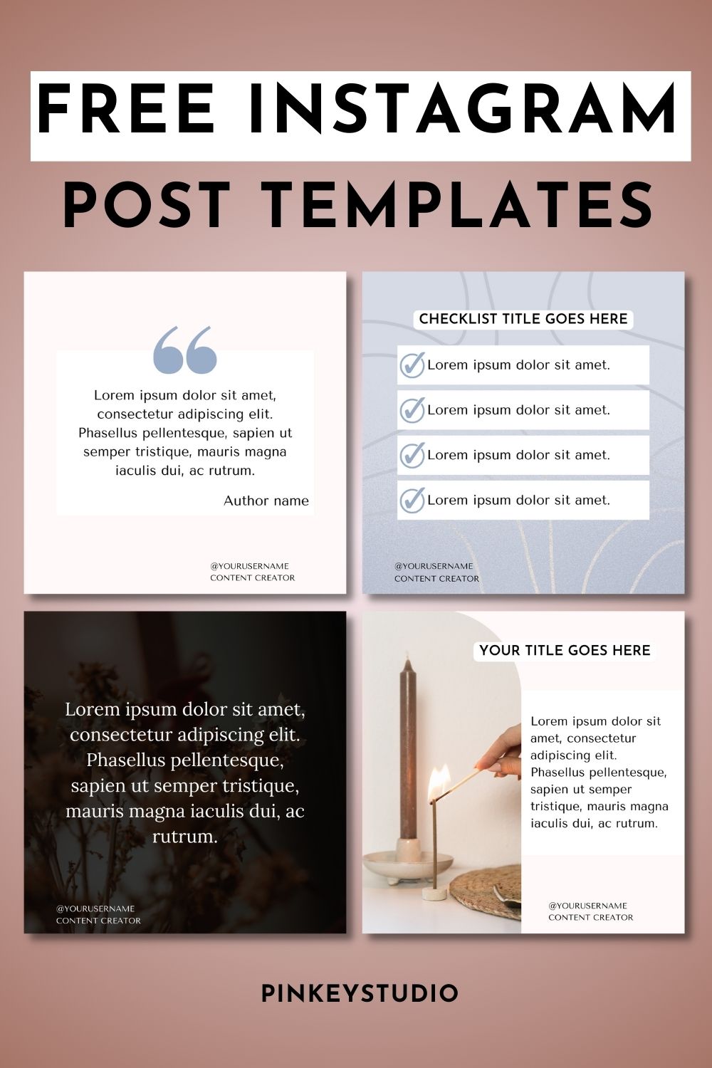 6 Free Instagram Post Canva Templates pinterest preview image.