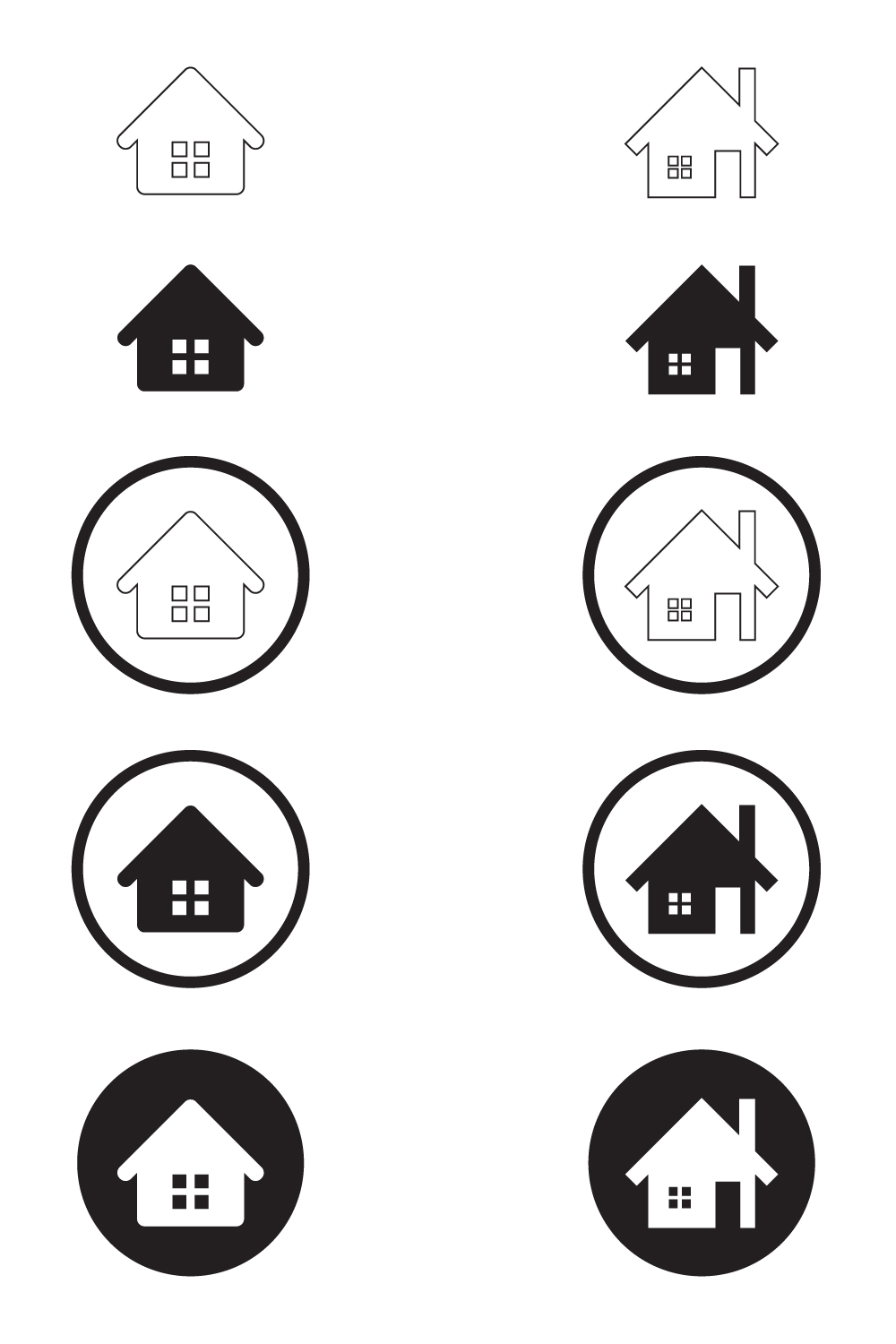 Simple Set of Home Icon - Home Icon without door - Home Icon with door -Home Icon with circle pinterest preview image.