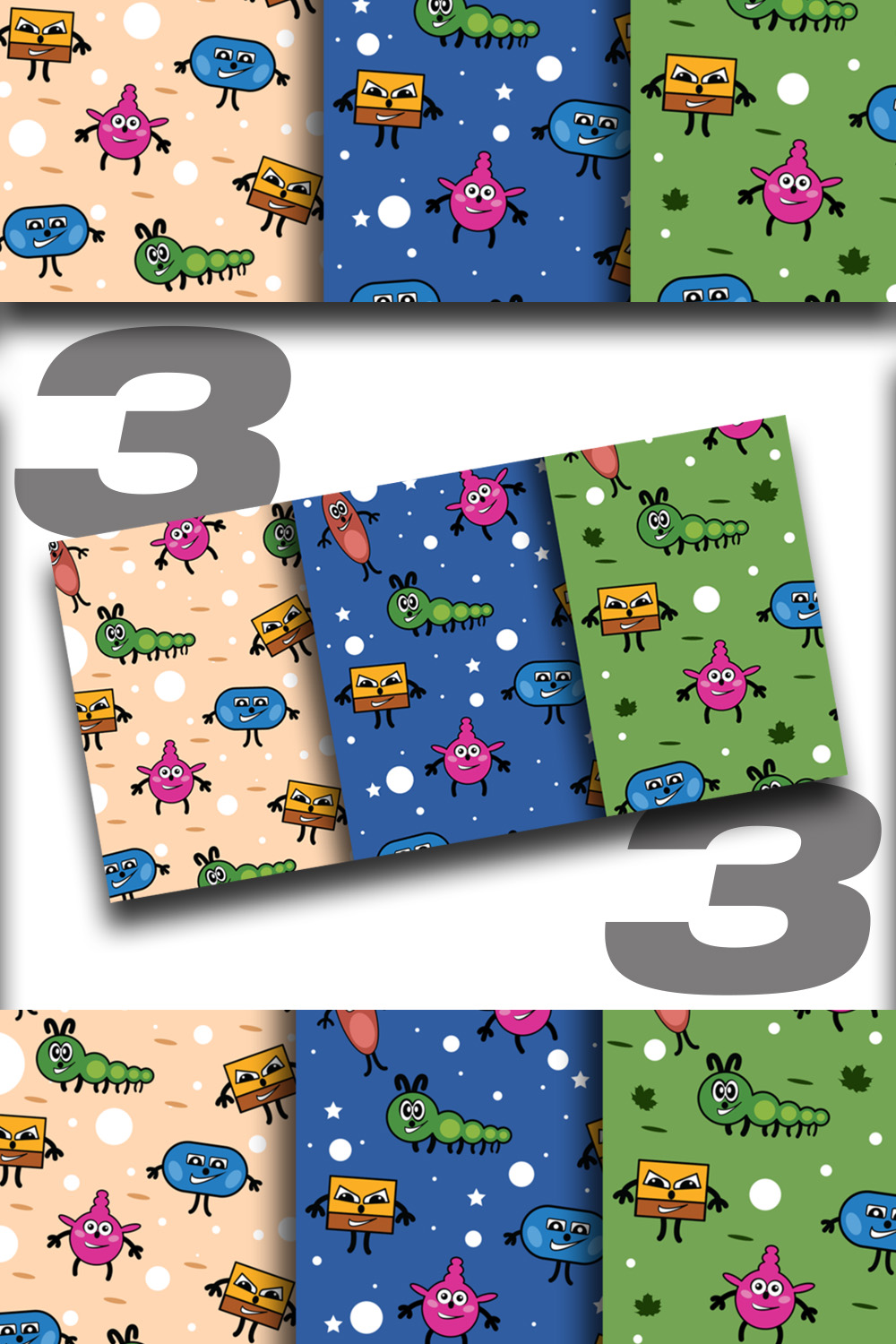 Seamless pattern design for kids room and gift box wrapping pinterest preview image.