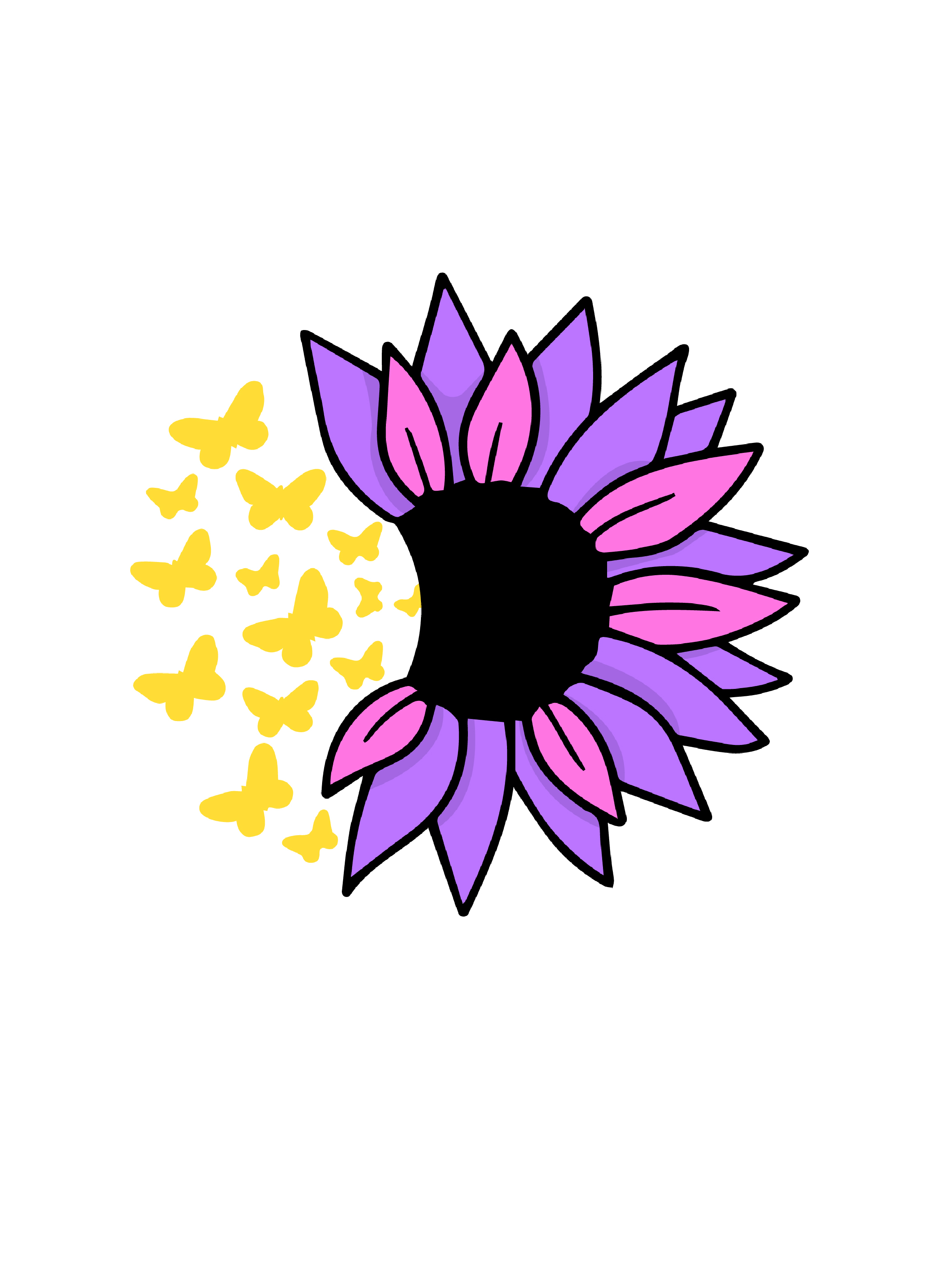 sunflower butterfly Design ( SVG - PNG - EPS - JPG ) Included pinterest preview image.