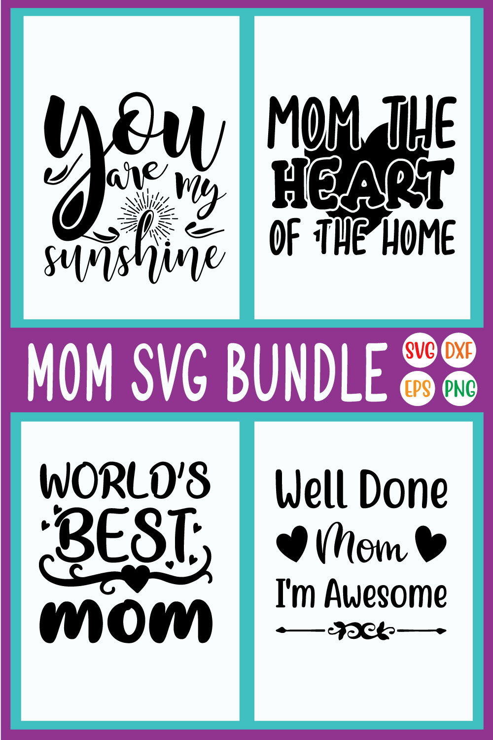 Mom Svg Designs Bundle Vol52 pinterest preview image.