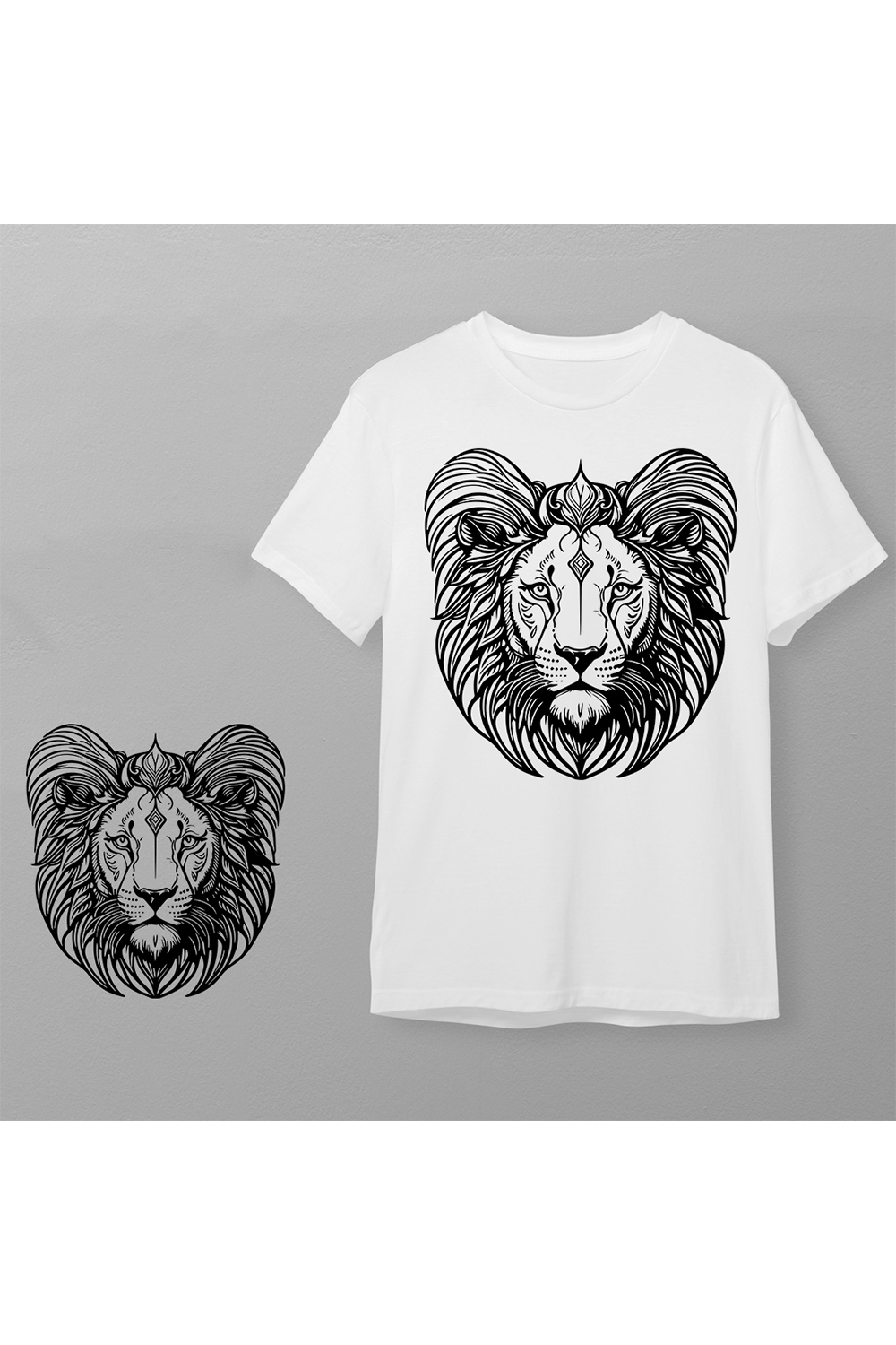 Lion Print Tshirt | Multi-Purpose Graphic Designs Vector pinterest preview image.
