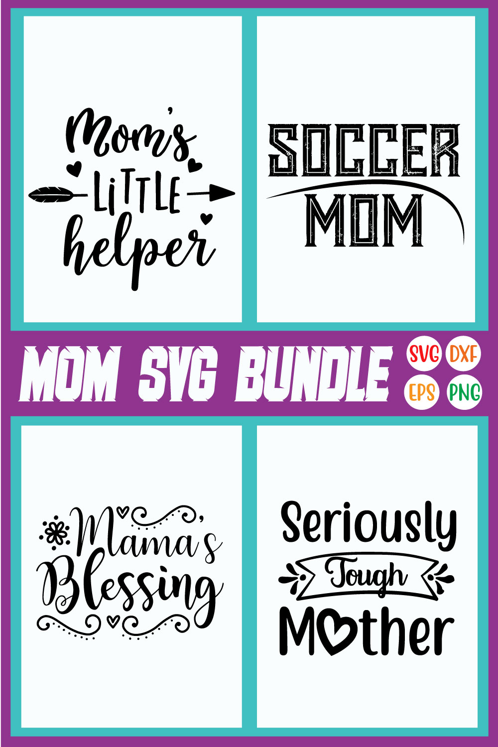 Funny Mom Designs Bundle Vol34 pinterest preview image.