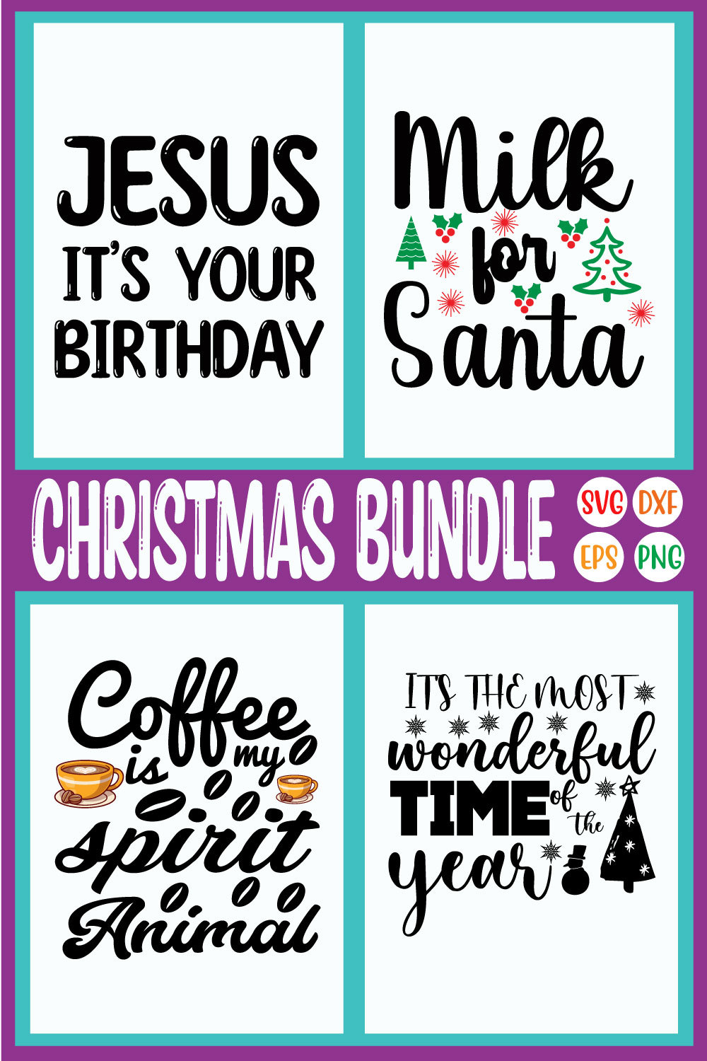 Merry Christmas Design Bundle Vol27 pinterest preview image.