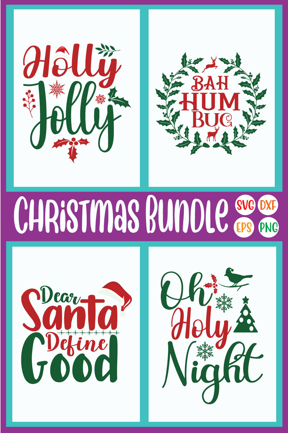 Christmas Typography Design Bindle Vol55 pinterest preview image.