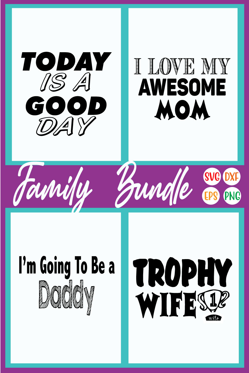 Family Typography Quote Svg Vol33 pinterest preview image.