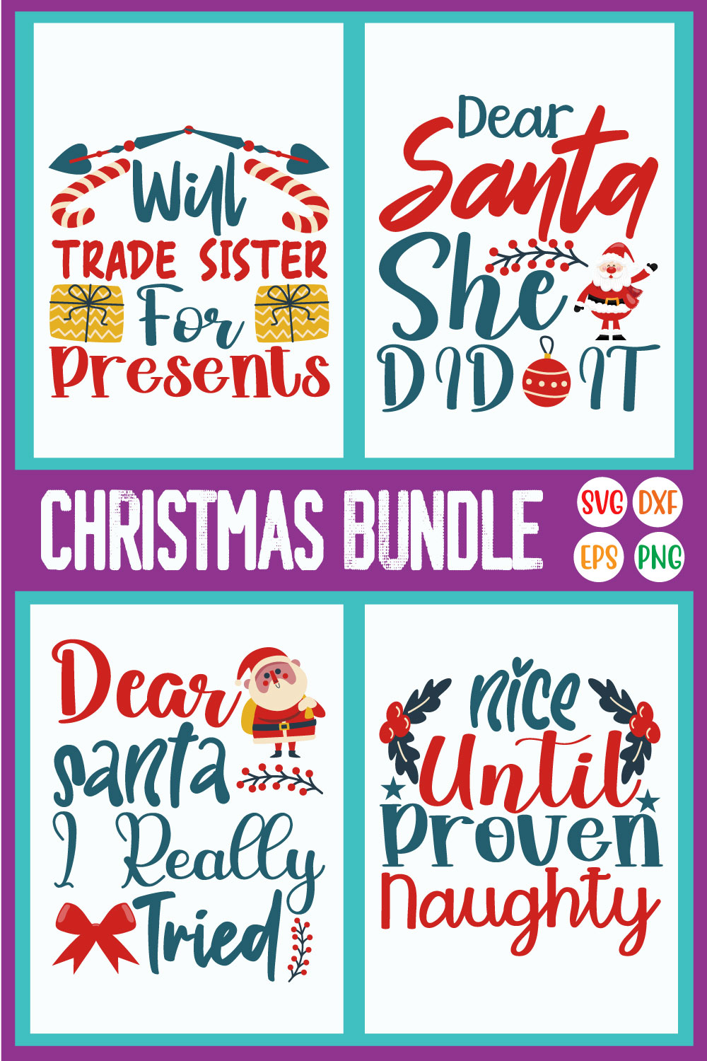 Funny Christmas Design Bundle Vol21 pinterest preview image.