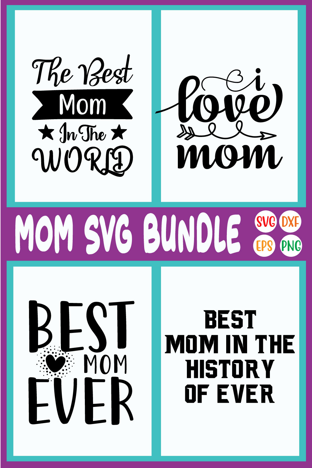 Mom Svg T-shirt Designs Bundle Vol37 pinterest preview image.