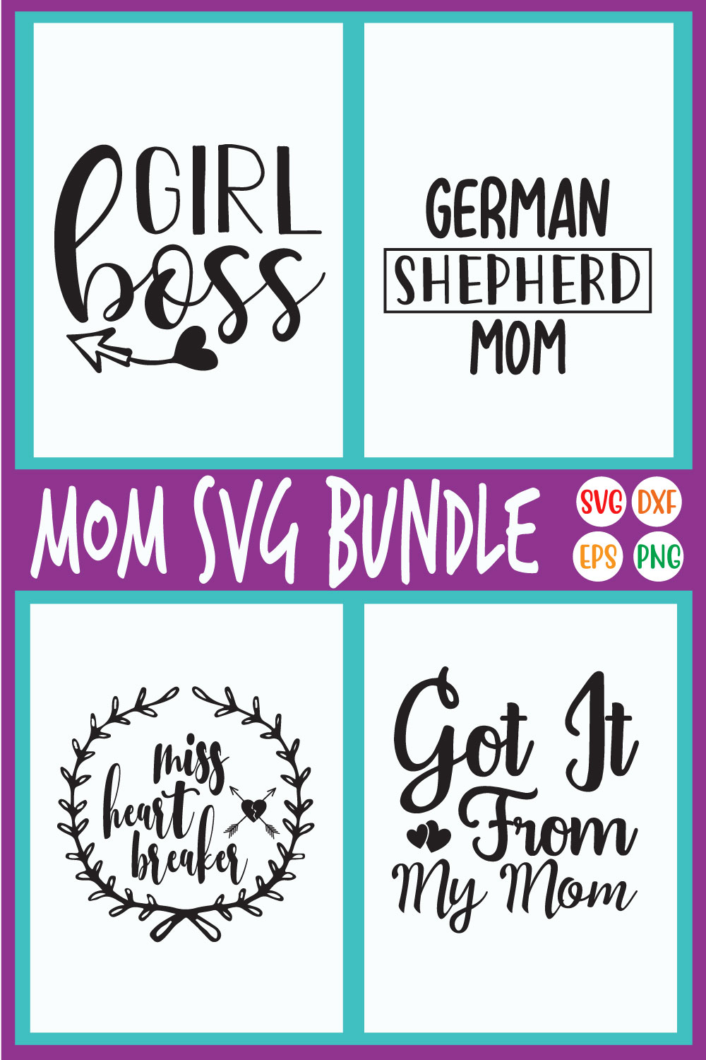 Mom Svg Quote Typography Designs Vol40 pinterest preview image.