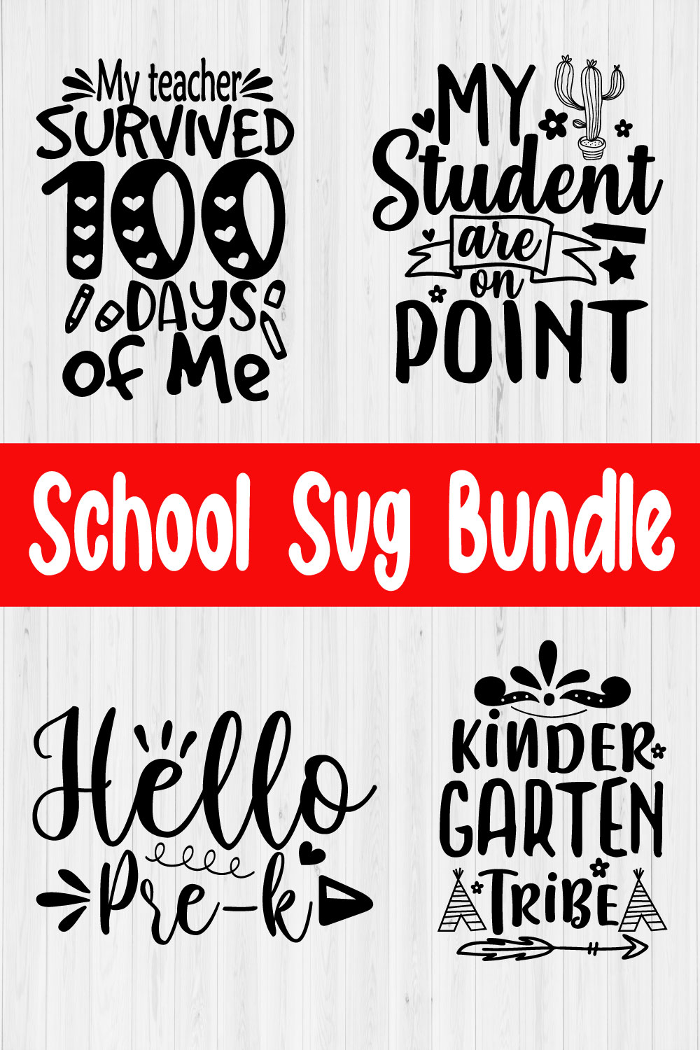 School T-shirt Designs Bundle Vol14 pinterest preview image.