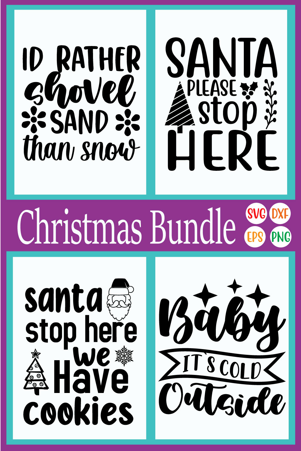 Merry Christmas Svg Bundle Vol12 pinterest preview image.