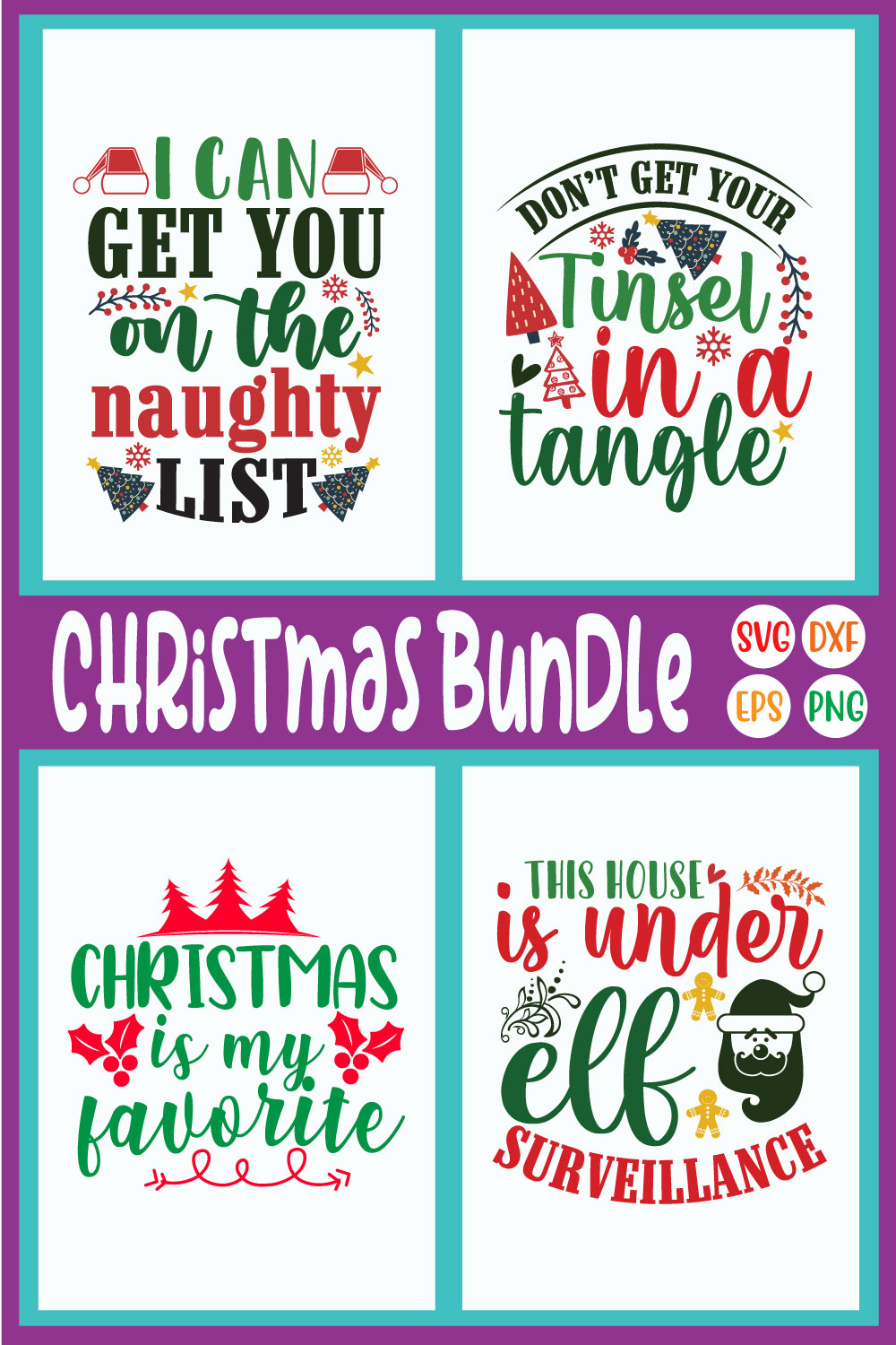 Ugly Christmas T-shirt Design Bundle Vol49 pinterest preview image.