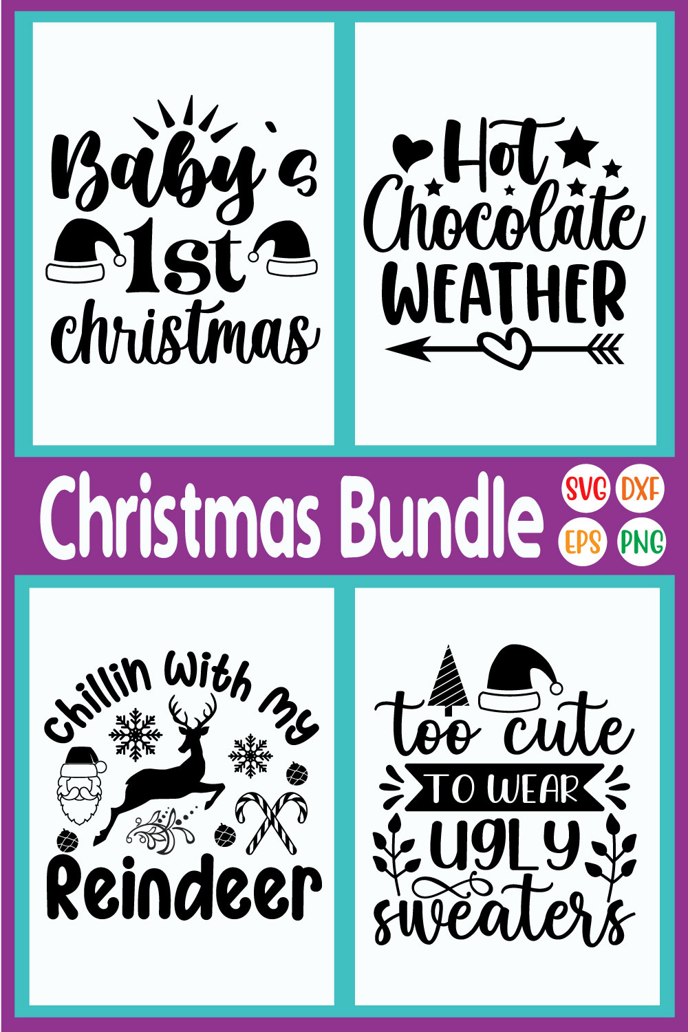 Christmas Typography Design Vol11 pinterest preview image.