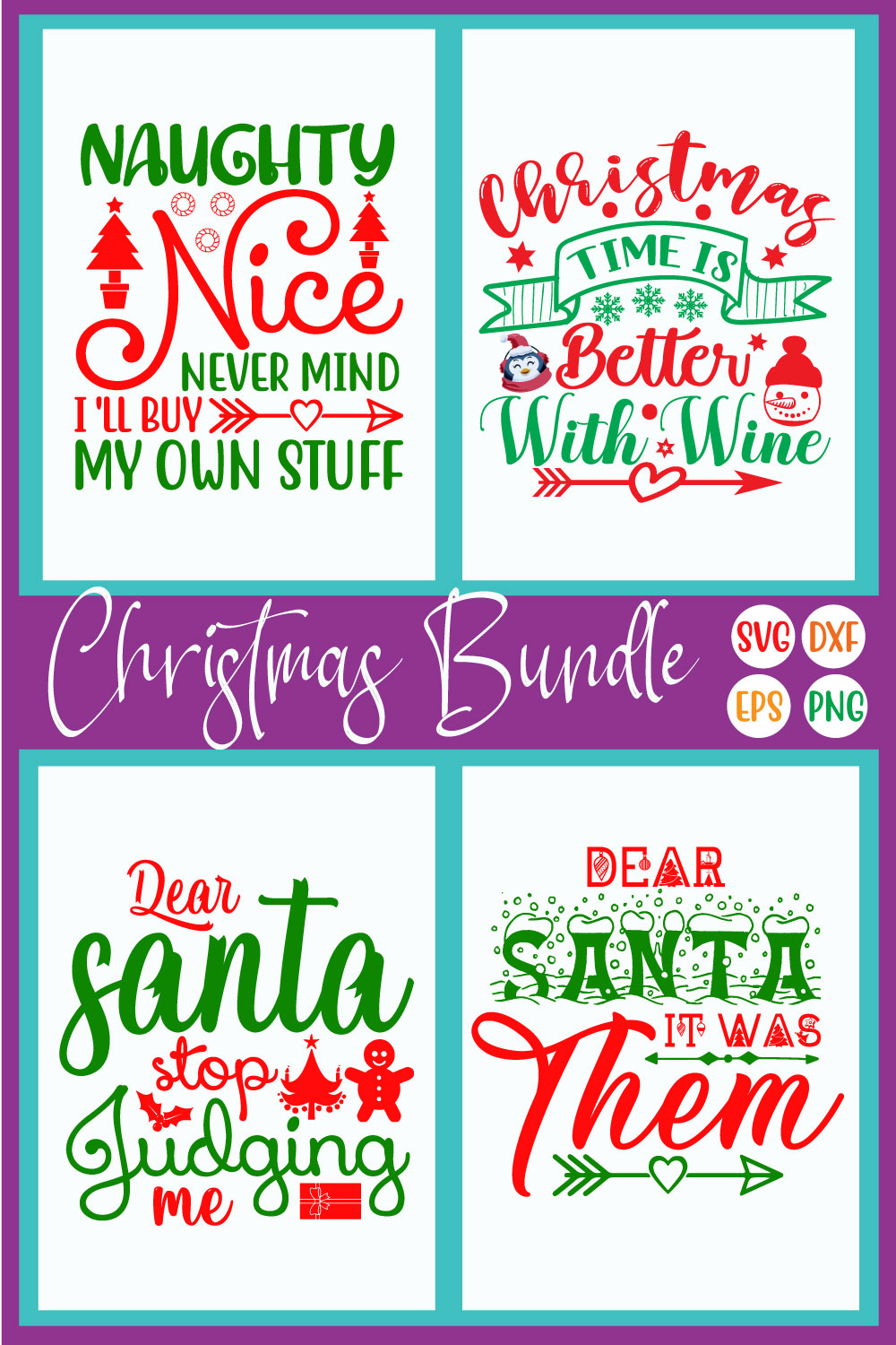 Christmas Typography Design Bundle Vol42 pinterest preview image.