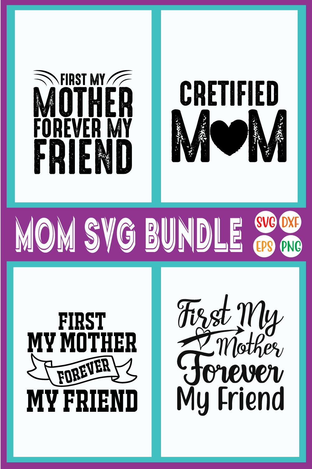 Mom Svg Designs Bundle Vol46 pinterest preview image.