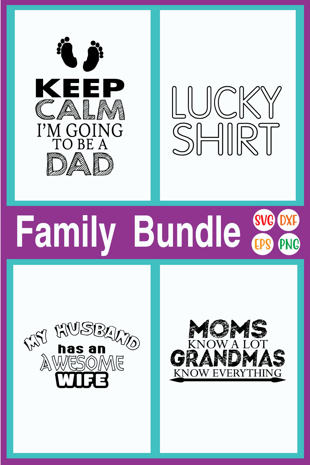 Family Retro Designs Bundle Vol15 pinterest preview image.