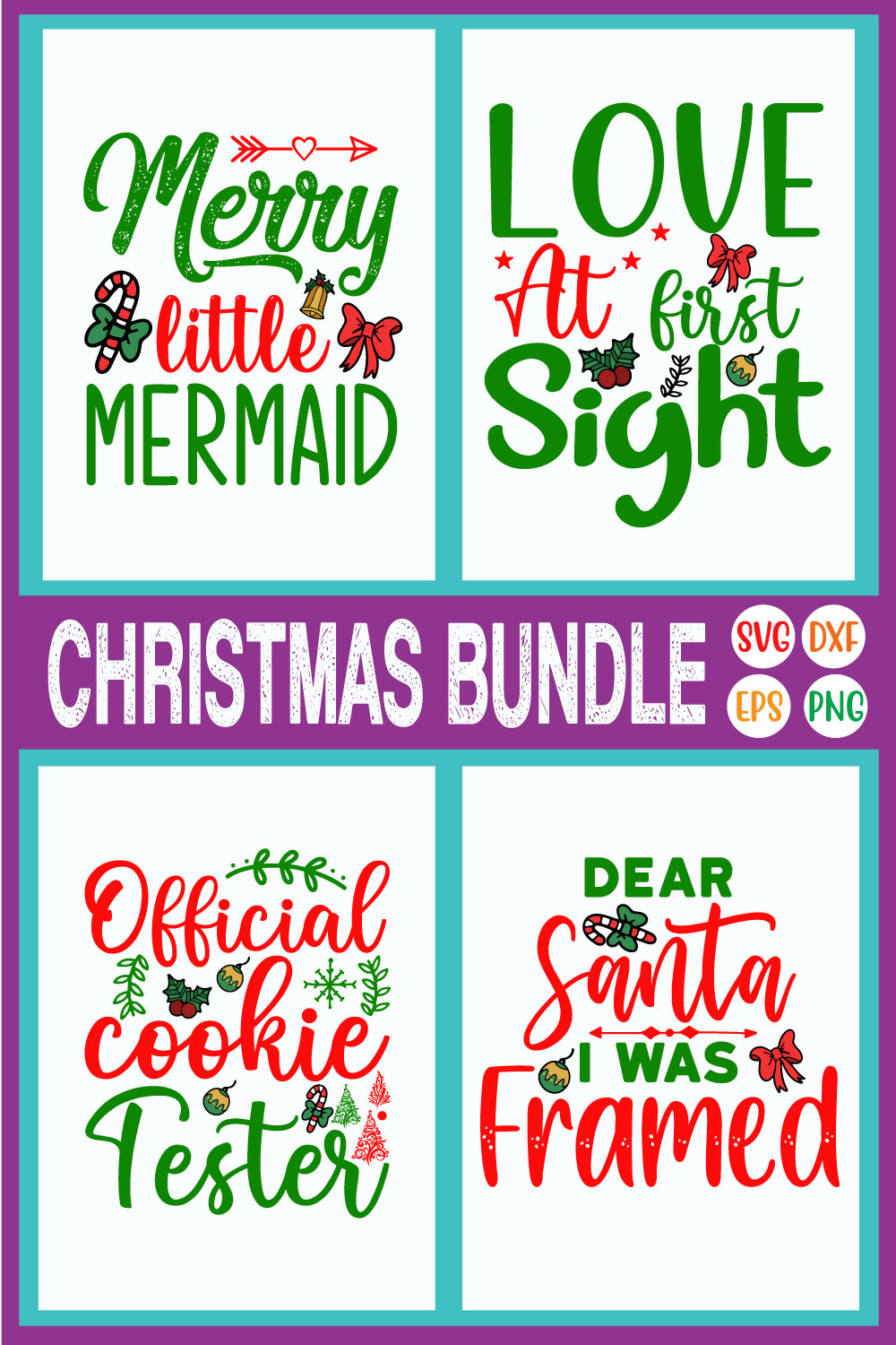 Christmas T-shirt Design Bundle Vol59 pinterest preview image.