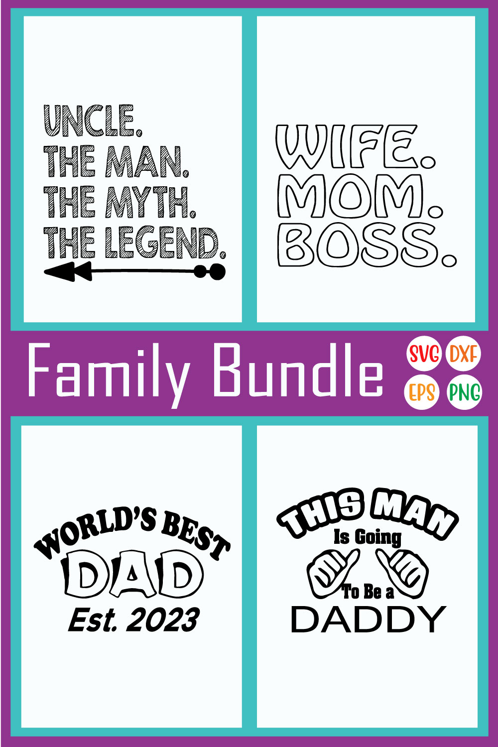 Family Quote Typography Designs Vol11 pinterest preview image.