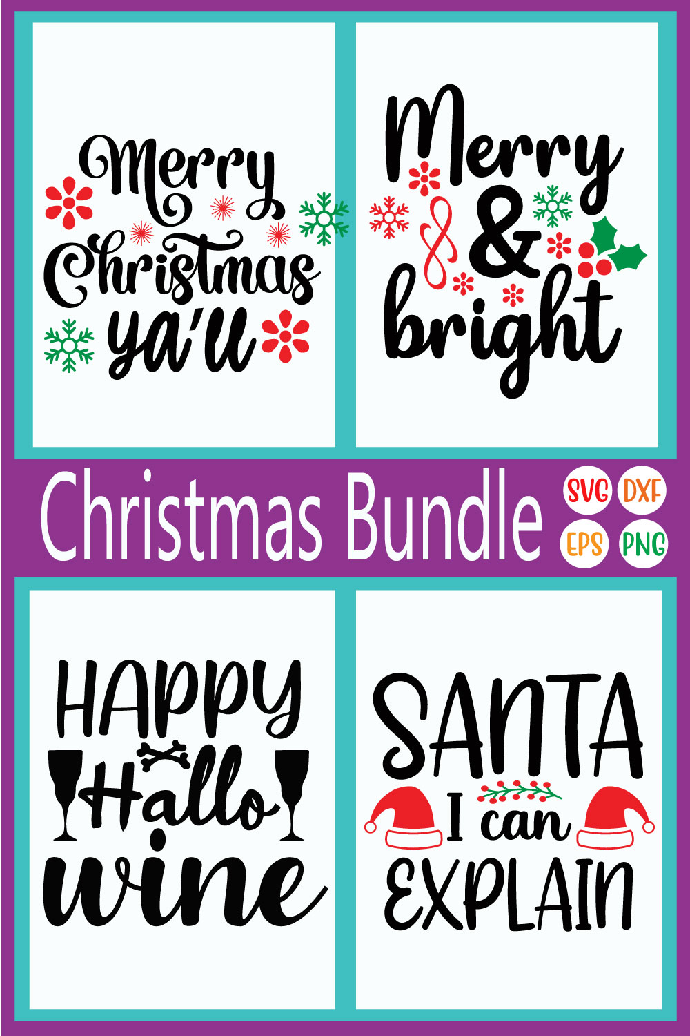 Happy Christmas Svg Bundle Vol10 pinterest preview image.