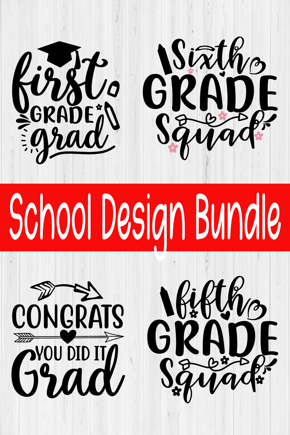 School Svg Designs Bundle Vol20 pinterest preview image.