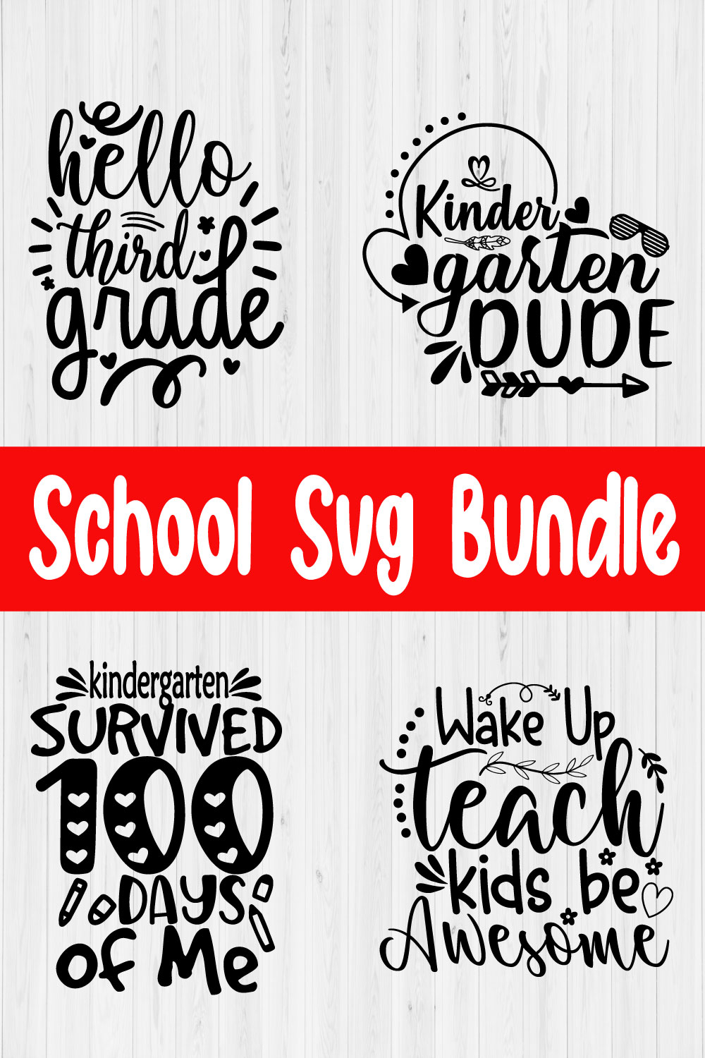 School Svg T-shirt Designs Vol13 pinterest preview image.