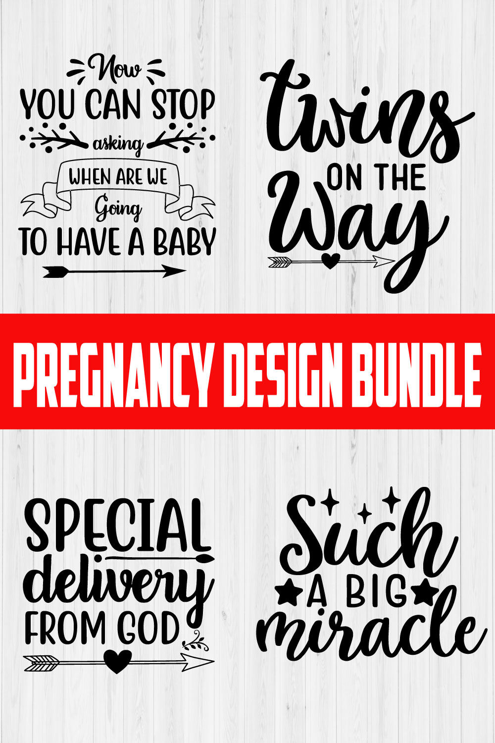 Pregnancy T-shirt Designs Bundle Vol12 pinterest preview image.